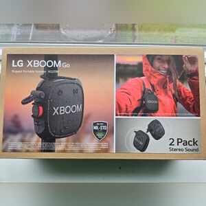 New 2-Pack LG XBOOM Go XG2T Ultra-Rugged Portable Wireless Speakers, IP67, Black